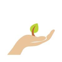 Sprout in hand flat icon vector