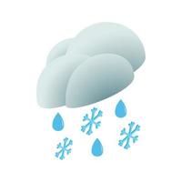 Cloud with rain drops and snowflakes icon vector