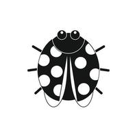 Cute ladybug icon, black simple style vector