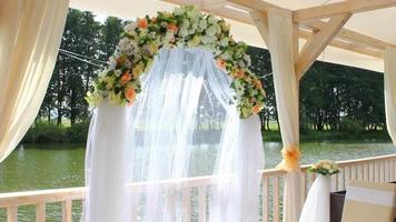 Wedding decoration with flowers, wedding rings video
