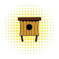 Wooden beehive icon, comics style vector