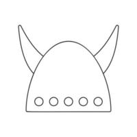 Viking helmet with big horns thin line icon vector