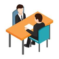 Job interview icon, isometric 3d style vector