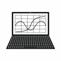 Laptop with business graph icon, simple style vector