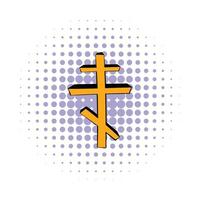 Orthodox cross icon, comics style vector