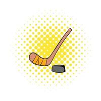 ícono de hockey al estilo de los cómics vector