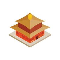 Chinese temple icon, isometric 3d style vector