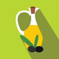 Bottle of olive oil icon, flat style vector