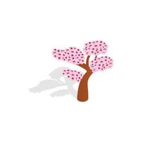 Sakura tree icon, isometric 3d style vector