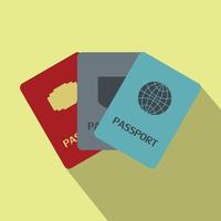 icono plano de tres pasaportes vector