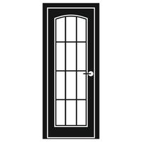 Door with glass icon, simple style vector