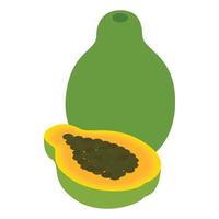 Papaya fruit icon, isometric 3d style vector