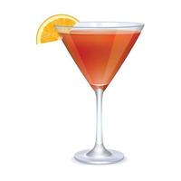 Martini glass with orange cocktail vector
