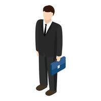 Businessman holding briefcase icon vector