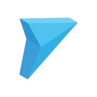 Blue triangular arrow isometric 3d icon vector