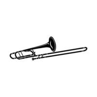 Trombone music instrument icon, black simple style vector