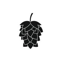 Black hop cone icon, simple style vector