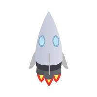 Big grey rocket icon, isometric 3d style vector