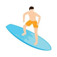 Surfing icon, isometric 3d style vector