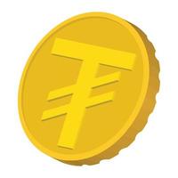 Gold coin with Mongolian Tugrik sign icon vector