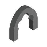 Black trefoil arch icon, isometric 3d style vector