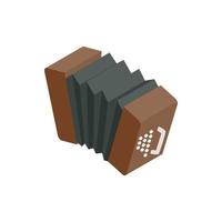 icono de acordeón de bandoneón, estilo isométrico 3d vector