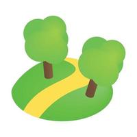 Road with trees 3d isometric icon vector