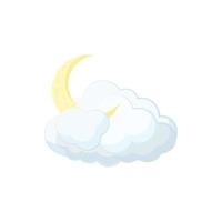 icono de nube y luna, estilo de dibujos animados vector