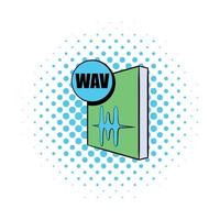 WAV file icon in comics style vector