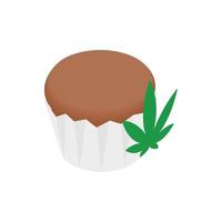 Cake with marijuana leaf icon, isometric 3d style vector