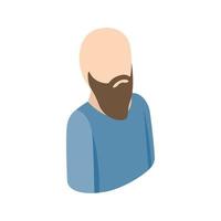 Bald man with a beard icon, isometric 3d style vector