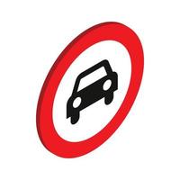 Sign with car icon, isometric 3d style vector