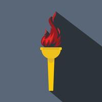 icono plano de antorcha ardiente vector