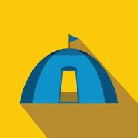 Blue dome tent flat icon vector