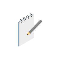 Sketchbook with pencil icon, isometric 3d style vector