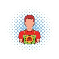 Man in uniform icon, comics style vector