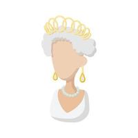 Queen icon, cartoon style vector
