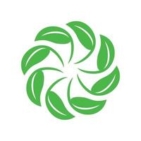 Circle of green leaves icon, simple style vector