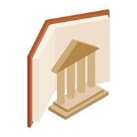 Ancient columns and book icon vector