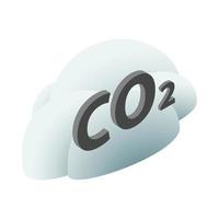 señal de co2 en un icono de nube, estilo 3d isométrico vector