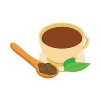 A cup of tea icon, isometric 3d style vector