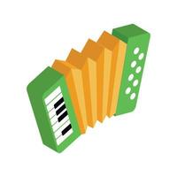 Green accordion with yellow bellows icon vector