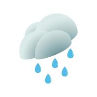 Cloud with rain drop icon, isometric 3d style vector