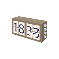 Analog flip clock icon, cartoon style vector