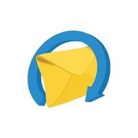 Mail envelope and blue circular arrow icon vector