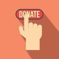 Donate button pressed by hand flat icon vector