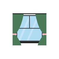 Window with curtains flat icon vector