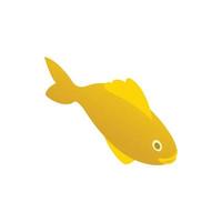 Yellow marine fish icon, isometric 3d style vector