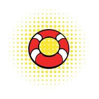 Red lifebuoy icon, comics style vector