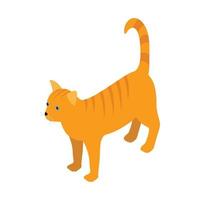 icono de gato atigrado naranja, estilo 3d isométrico vector